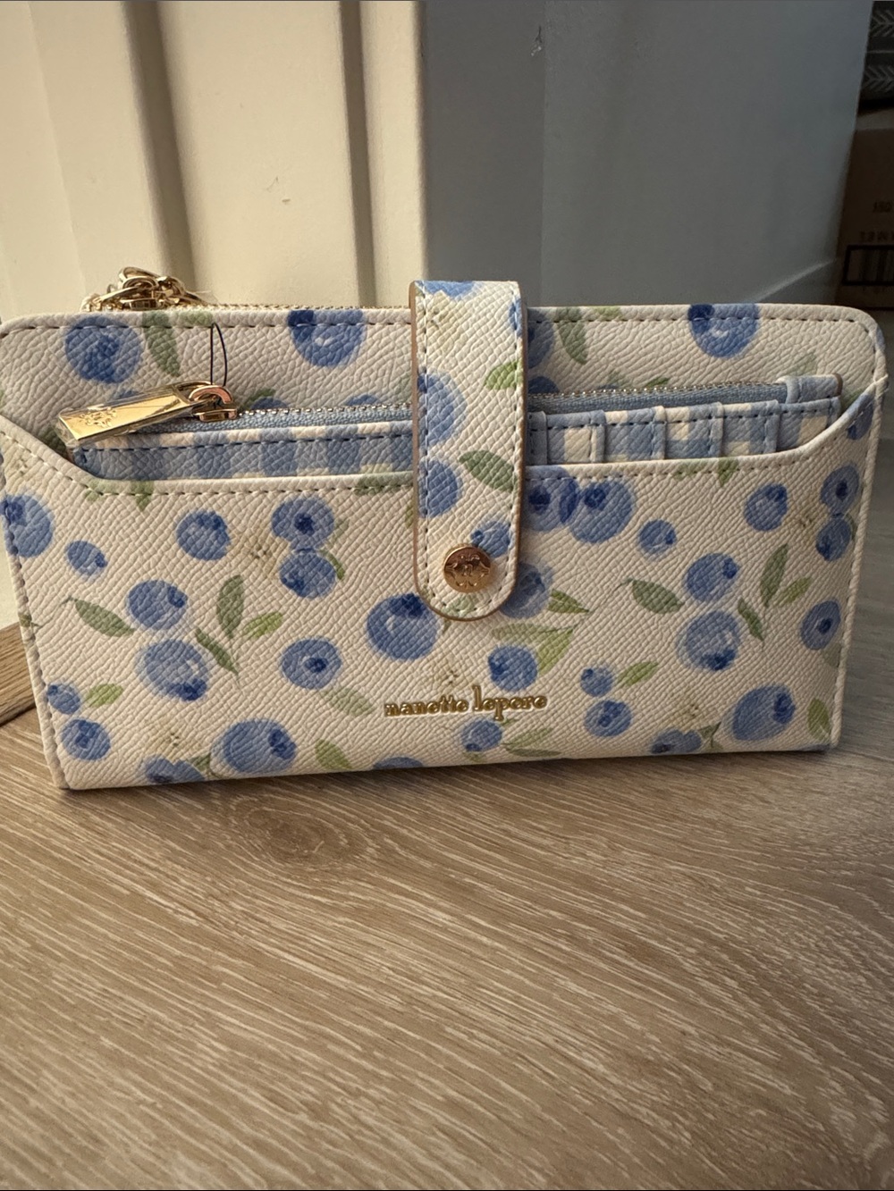 Nanette Lepore Blueberry Blooms Gingham Lilli Wallet NEW 🏷️